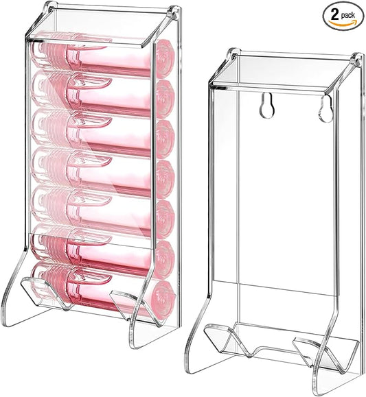 Weysat 2 Pcs Lip Balm Display Clear Acrylic Automatic Dispenser Lip Balm Holder Organizer for Lipsticks & Glosses Freestanding Countertop Storage for Retail Salon and Home Use (Single Slot)