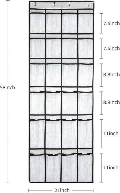 for Hanging Shoe Organizer, Over The Door Shoe Organizer with 24 Mesh Large Pockets