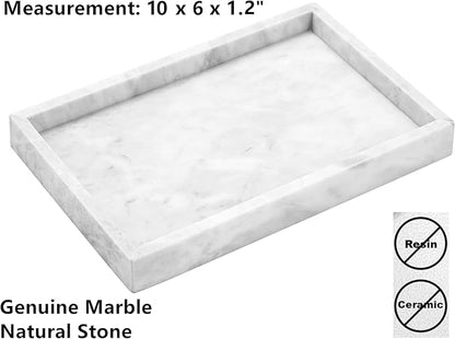 10" x 6" Moreast Real Natural Marble Vanity Tray, Genuine Marble Storage Tray for Home Decor, Large Stone Tray for Bathroom/Kitchen/Vanity/Dresser, Non-Resin/Non-Ceramic, 10 x 6 inch