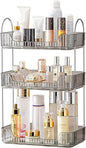 Bathroom Organizer Countertop, Vanity Trays for Skincare Makeup, Counter Organizer for Cosmetics, Toiletries, Lotions, Perfumes (3 Tiers, Grey)