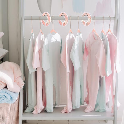 VIS'V Baby Hangers, 11 Inch Velvet Kids Hangers with 6 Pcs Clothes Size Dividers, Infant Toddler Nursery Closet Organization, Non Slip, Pink, 30 Pcs