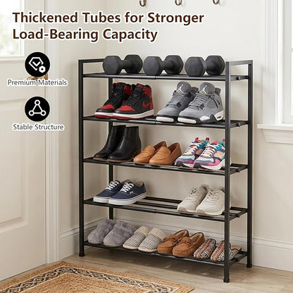 jessie 5-Tier Expandable Shoe Rack, Heavy Duty Metal Freestanding Shoe Shelf Storage Organizer for Entryway Closet Doorway (5 Layer)