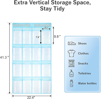 F-color 16-Pocket Hanging Organizer - Over the Door Shoe Organizer, Cruise Essentials for Cabin & RV, Breathable Mesh Storage Pockets, Space Saving Hanging Storage Holder with 4 Sturdy Metal Hooks