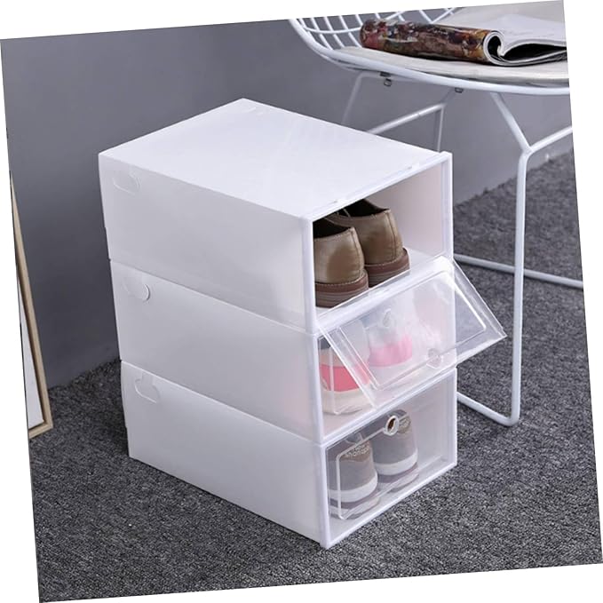 24pcs Thicken Plastic Shoe Boxes Stackable Sneaker Boxes Moisture and Dustproof for Shoe Cabinets