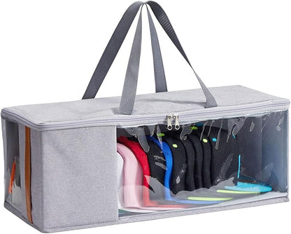 Veki Hat Organizer for Baseball Caps, Stackable Hat Storage Box, Large Capacity to Store 17 Hats, With Clear Window, Anti-Collapse, for Newsboy Cap, Baseball Cap, Hats Box Closet Storage (Grey)
