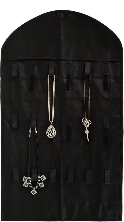 Foraineam 3 Pack Hanging Jewelry Organizer 32 Pockets 18 Hook and Loops Necklace Holder Earrings Bracelet Ring Display Storage Bag