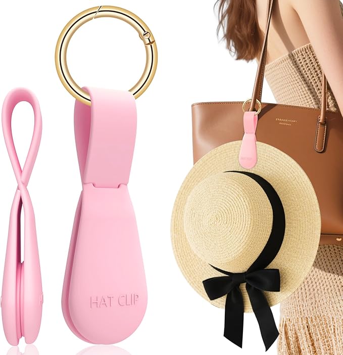 Fikoksol Magnetic Hat Clip 1-Pack - The Pink Hat Clip for Travel on Bag, Magnetic Hat Holder for Bag, and Secure Hat Holder for Travel on Caps & Beach Hats, Vacation Essentials