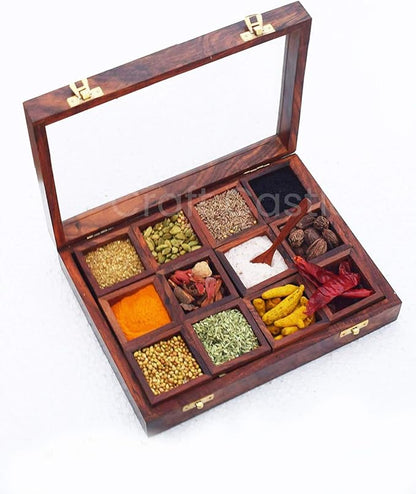 Wood Spice Box/Container - 1 Piece, Brown