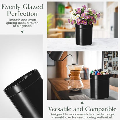 MEIGUI Ceramic Kitchen Utensil Holder, Utensil Crock Large Utensils Holder for Kitchen Decor, Cooking Tool Utensils Caddy for Countertop, Pure Black