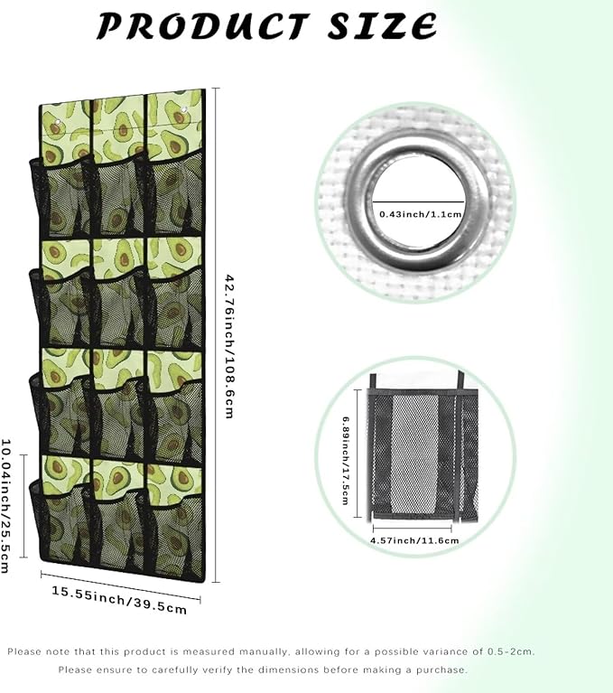 Generic Green Avocado Door Hanging Shoe Organizer Elastic Over The Door Organizer Bedroom Space Saving Hanging Closet Organizer for Entrances College Dorm Apartments Storage Organizer