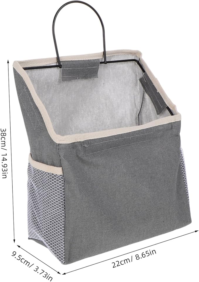 Hemobllo Large Grey Fabric Door Storage Bag Wall Mounted Organizer for Household Items Practical Hanging Magazine and Accessory Organizer Space Saving Tidy Up