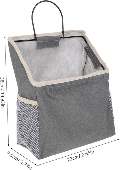 Hemobllo Large Grey Fabric Door Storage Bag Wall Mounted Organizer for Household Items Practical Hanging Magazine and Accessory Organizer Space Saving Tidy Up