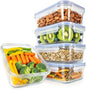 NutriChef 10-Piece Glass Food Containers - Stackable Superior Glass Meal-prep Storage Containers, Newly Innovated Leakproof Locking Lids w/Air Hole, Freezer-to-Oven-Safe (Blue)