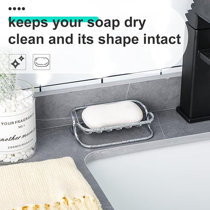 Patelai Soap Dish Stainless Steel Bathroom Bar Soap Holder for Shower Rust Proof Metal Self Draining Sponge Shelf Tray for Kitchen Sink(Classic Style)