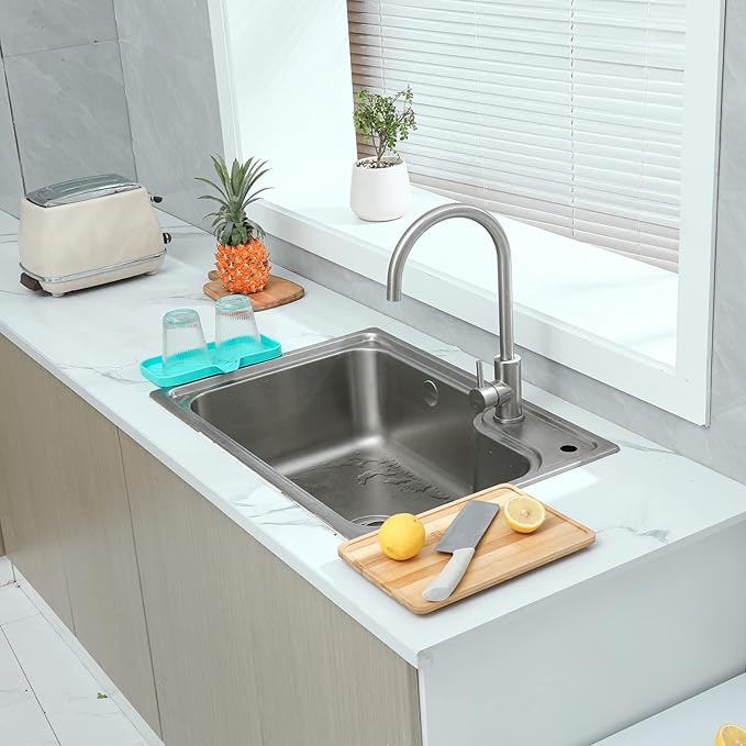 MicoYang Silicone Bathroom Soap Dishes with Drain Spout-Bathroom and Kitchen Sink Organizer,Sponge Holder,Dish Soap Tray,Perfect for Dispenser,Scrubber,Bottle,Cup on Sink or Counter-Mint 9.6"×5.3"