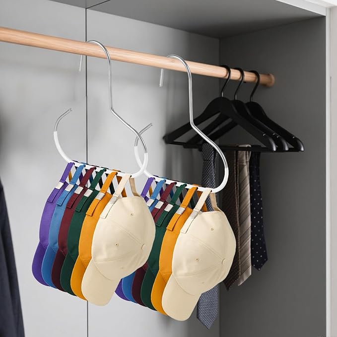 lasuroa 4pcs Hat Organizers, Durable Anti-Slip Baseball Hat Storage Hanger Practical Closet Accessories Suitable for Beanie Belt Tie Scarves Purse (White)