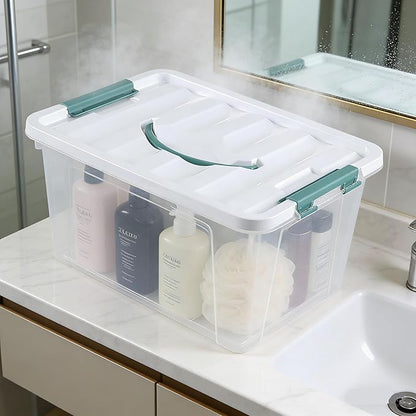 14 Quart Plastic Storage Bins with Lids, 6-Pack Stackable Clear Storage Organizing Box with Handle