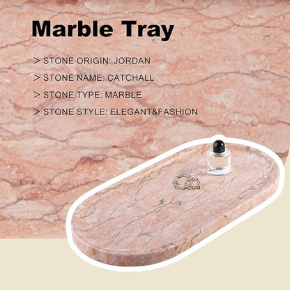 Koville Norway Natural Marble Tray, 12"x6" Vanity Decorative Tray for Countertop, Catchall Tray for Perfume, Candles, Jewelry Dish