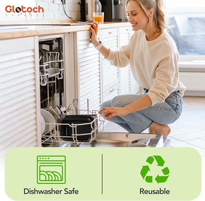 Glotoch 10-Pack Meal Prep Containers with Lids (20-Piece Set), 24 oz Reusable Food Storage Containers, Heavy-Duty Leakproof Bento Boxes, BPA-Free, Microwave/Freezer/Dishwasher Safe, Black