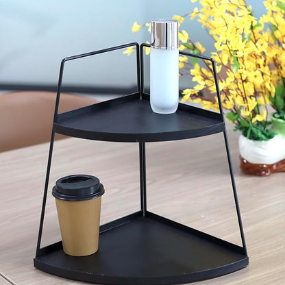 2 Tier Bathroom Counter Organizer,Standing Rack Cosmetic Holder,Wood Bathroom Organizer,Vanity Organizer Bathroom Counter Tray,for Bathroom,Bedroom (Black)