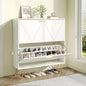 JOZZBY White Shoe Cabinet for Entryway, Narrow Shoe Storage Cabinet with 2 Flip Drawers, Hidden Shoe Rack for Hallway, Living Room