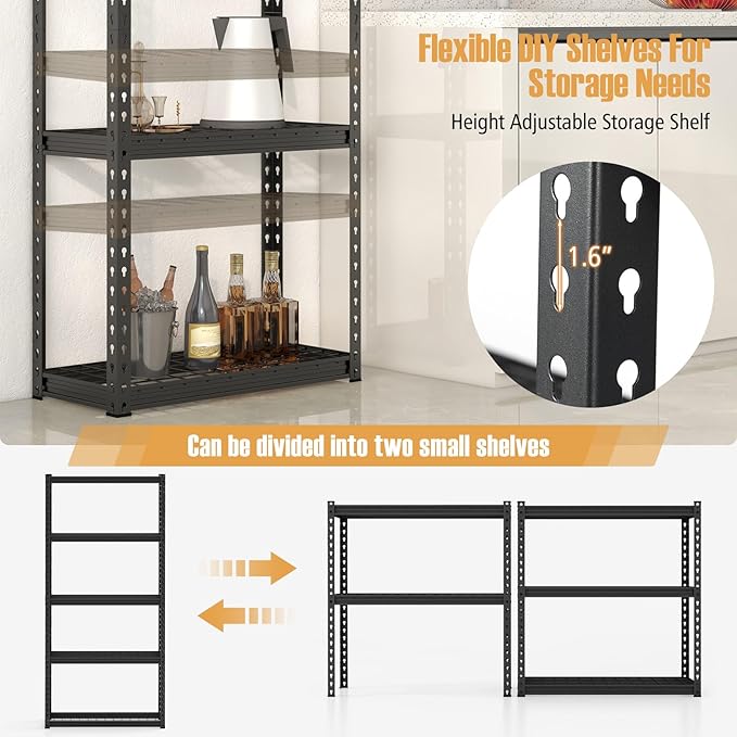 Goplus 5-Tier Metal Shelving Unit, 3 Pack Heavy Duty Wire Storage Rack with Anti-Slip Foot Pads, Height Adjustable Shelves for Warehouse, Kitchen, Living Room, Garage, 12" D x 35.5" W x 72" H