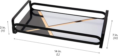 Home Details Matte Black, Good for Perfume, Make Up, Toiletries & Jewelry Color Block Vanity Tray (27178-MATTEBLK)
