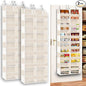 2 Pack Over The Door Organizer 6 Tiers, Extra Large Behind Door Storage of 12 Compartments, 80 lbs Weight Capacity Hanging Storage Organizer with Clear Window Kids Toys,Shoes (6 Tiers - Beige)
