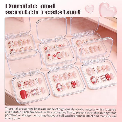 30pcs Press On Nail Packaging Box，Press On Nail Storage Box Set With 60pcs Of Double-Sided Adhesive Tape，Suitable For Nail Storage And Nail Art Display (Clear)