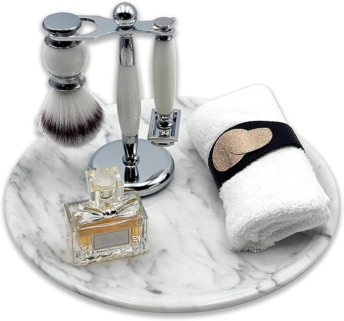Marmor Marble Perfume Tray Bathroom Tray for Decorative,Candles,Jewelry Stone Vanity Tray,Kitchen Counter Decor and Home Decorative Tray(Calacatta Marble White) Jewelry Tray Unique Festival Gifts