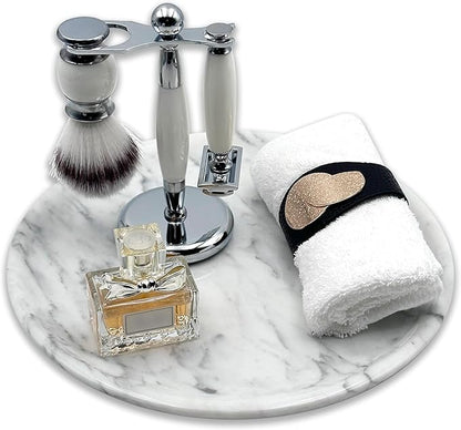 Marmor Marble Perfume Tray Bathroom Tray for Decorative,Candles,Jewelry Stone Vanity Tray,Kitchen Counter Decor and Home Decorative Tray(Calacatta Marble White) Jewelry Tray Unique Festival Gifts