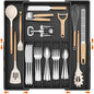 Lifewit Silverware Drawer Organizer, Expandable Utensil Tray for Kitchen, BPA Free Flatware and Cutlery Holder, Adjustable Plastic Storage for Spoons Forks Knives, 5-8 Slots, Black
