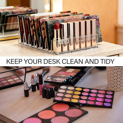 2 Pack Acrylic Makeup Eyeshadow Palette Organizer, 7-Slot Clear Cosmetic Display Case, Cosmetic Display Storage Holder Fit Eyeshadow Palette, CD, Phone Case, Facial Mask, Clear Cosmetic Organizer