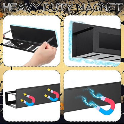 Beeveer 2 Pack Big Bat Magnetic Spice Rack for Refrigerator Metal Magnet Basket Shelf for Fridge Seasoning Storage Organizers Home Decor Kitchen Accessories(Black)