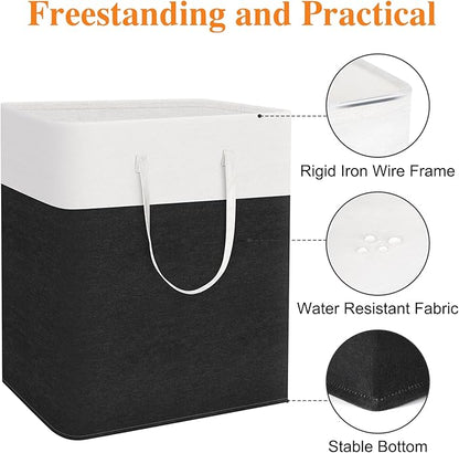 TasticTotes laundry basket 3-Pack, laundry hamper, Hamper with handles, collapsible laundry baskets, Waterproof dirty clothes hamper, Towel Storage for Home or Dorm, 100L-Black