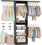 iSunirm 48" Small Closet System, Space-Saving Wall-Mounted Wardrobe Organizer, Mini Garment Rack for Narrow Spaces, Morning Outfit Prep Station & Nursery Dress-up Storage, Black