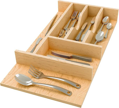 Rev-A-Shelf Natural Maple Right Size Utensil Insert Home Storage Kitchen Organizer 7 Compartment Drawer Accessory, 10-1/4" x 19-1/2, 4WCT-15SH-1