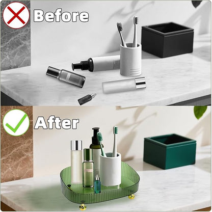 Perfume Organizer, Bathroom Vanity Tray, Acrylic Makeup Trays for Dresser Top, Countertop Decorative Plastic Decor Tray, Perfume Organizer for Women, organizador de perfumes Dark Green
