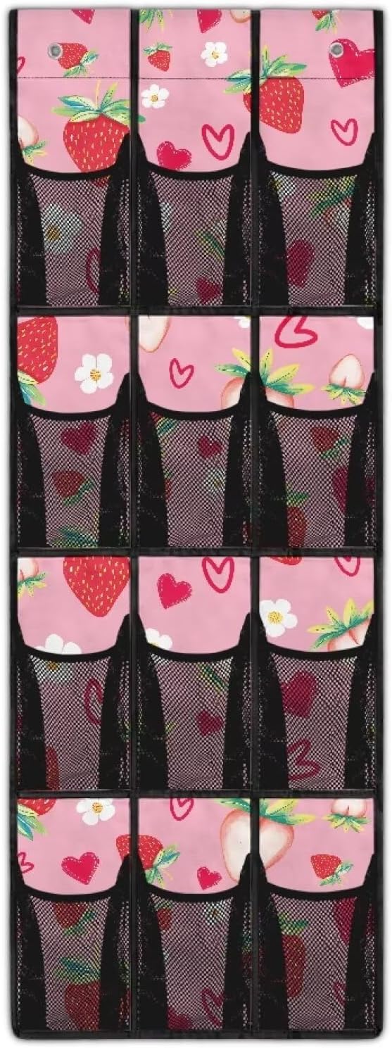 Generic Love Strawberry Underwear Organizer Hanging Elastic Over The Door Organizer Bedroom Bringing Convenience to Life and Work, It Is Suitable for Children Bedroom Offices and Other Places