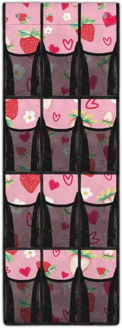 Generic Love Strawberry Underwear Organizer Hanging Elastic Over The Door Organizer Bedroom Bringing Convenience to Life and Work, It Is Suitable for Children Bedroom Offices and Other Places