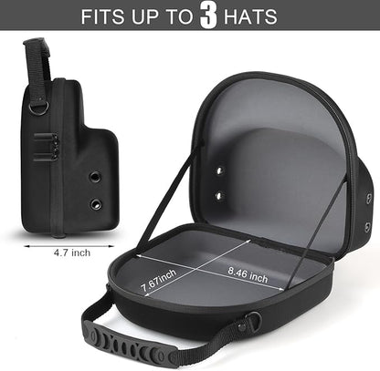 GERMUN Hard baseball hat case, Hat Carrier Travel Case with Adjustable Shoulder Strap, Hat cap case for 3 Baseball Caps - Perfect for Traveling & At-Home Storage (Black with Grey)