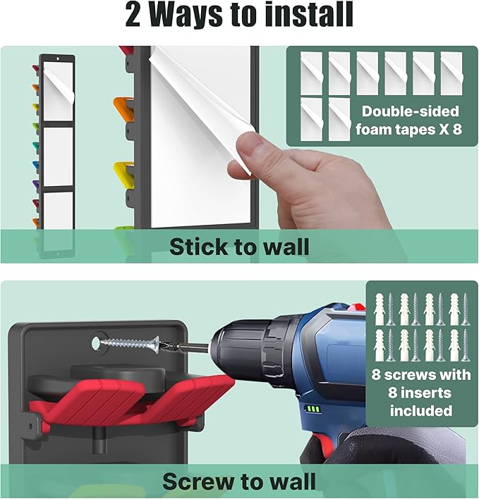 Hat Organizer for Baseball Caps 2 Packs with Built-in Spring Clips - Wall Mount Closet Hat Rack Holder, Adjustable Storage for Door/Closet Display Hat Racks Hanger (Strong Adhesive & Screws)