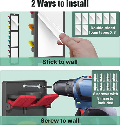 Hat Organizer for Baseball Caps 2 Packs with Built-in Spring Clips - Wall Mount Closet Hat Rack Holder, Adjustable Storage for Door/Closet Display Hat Racks Hanger (Strong Adhesive & Screws)