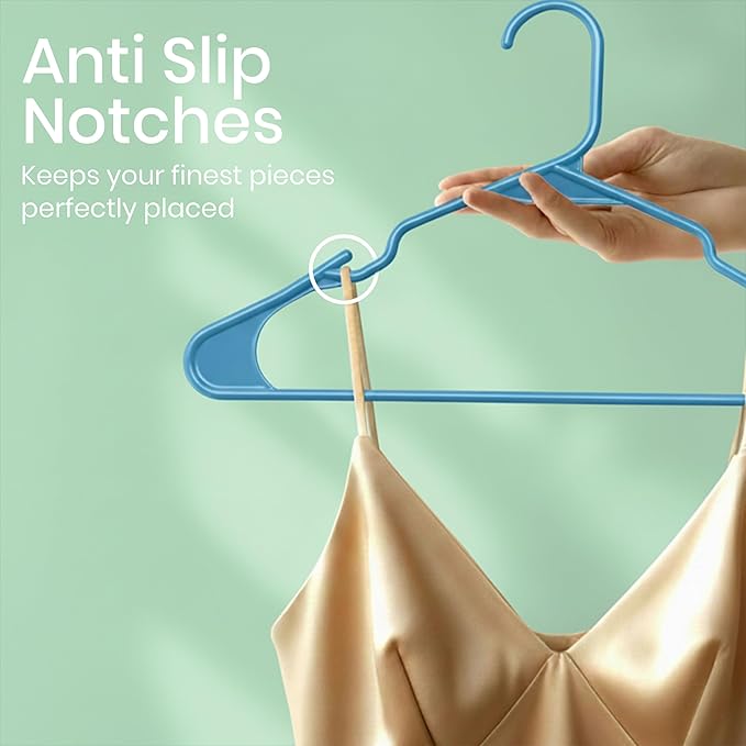 Utopia Home - Plastic Hangers 50 Pack - Space Saving Clothes Hanger - Durable and Strong Closet Organizers and Storage Makes It Ideal Stocking Stuffers or Apartment or Dorm Room Essentials (Blue)