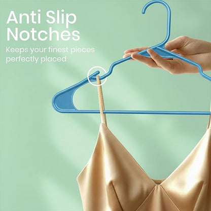 Utopia Home - Plastic Hangers 50 Pack - Space Saving Clothes Hanger - Durable and Strong Closet Organizers and Storage Makes It Ideal Stocking Stuffers or Apartment or Dorm Room Essentials (Blue)