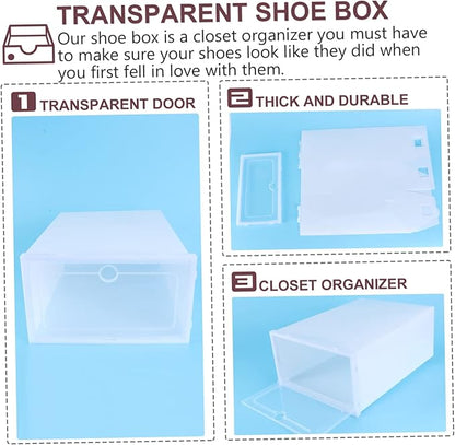 6pcs Shoe Storage Bin Stackable Shoe Box Thicken Plastic Container Large Organize Your
