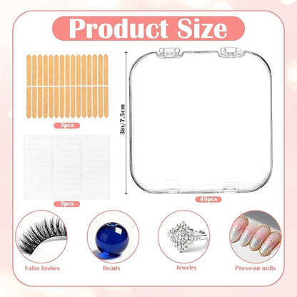 48 Pack Press On Nail Storage Box Clear Acrylic Nail Organizer Display Case with 180 Adhesive Double Sided Tape for Fake Nails, Nails Packaging Supplies