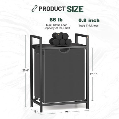Sonharlar Laundry Sorter with Removable Bag, 16 Gallons Laundry Hamper with Adjustable Feet, Laundry Basket for Laundry Room, Bathroom and Bedroom(Grey and Charcoal Black)