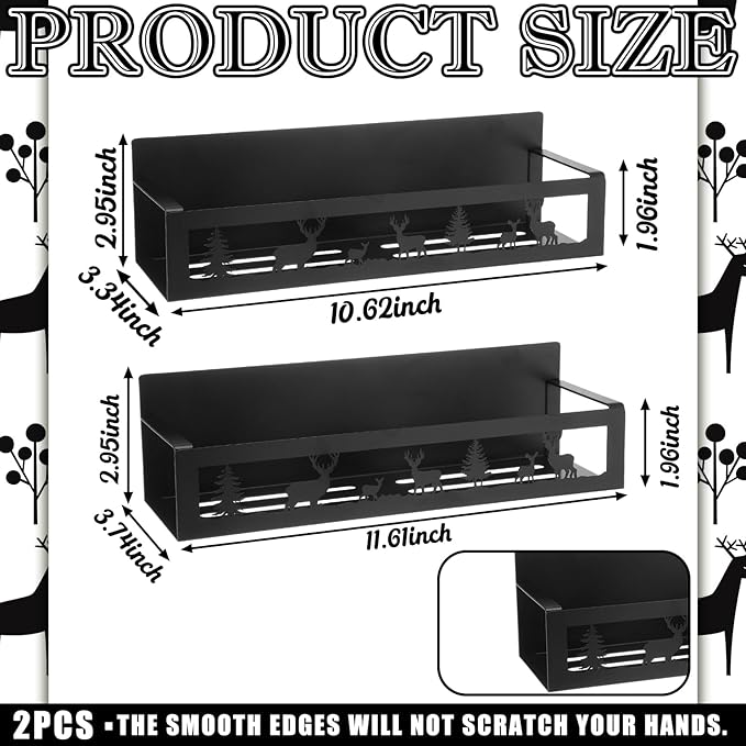 Beeveer 2 Pack Deer Magnetic Spice Rack for Refrigerator Metal Magnet Basket Shelf for Fridge Seasoning Storage Organizers Home Decor Kitchen Accessories