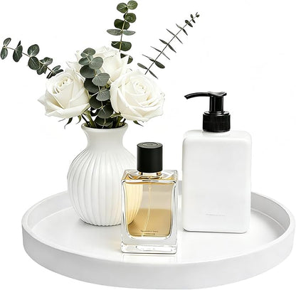2 Pack 9" Bathroom and Vanity Tray, ABS Bathroom Counter Organizer, Coffee Table Decor for Perfume, Candles, Keys &More. Kitchen Countertop Organizer, Decorative Tray Soap Holder, White